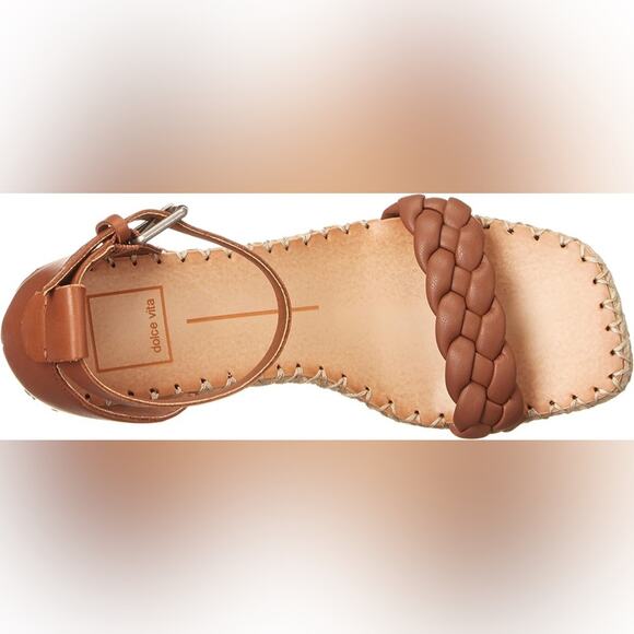 NWOT Dolce Vita Nilton Espadrille Wedge Heels Natural Leather Brown Tan Size 9 - Picture 4 of 10